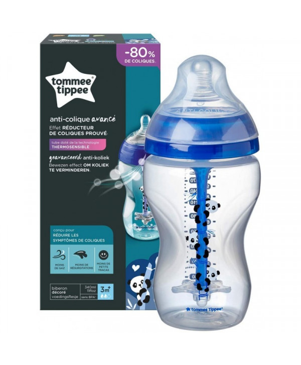 TOMMEE TIPPEE ADVANCED BIBERON PANDA BLEU 3M+ 340ML