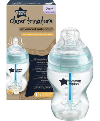 Tommee Tippee - Lot de 6 biberons Closer to Nature - Tétine valve  Anti-Colique - 260ml - Multicolore Fluo